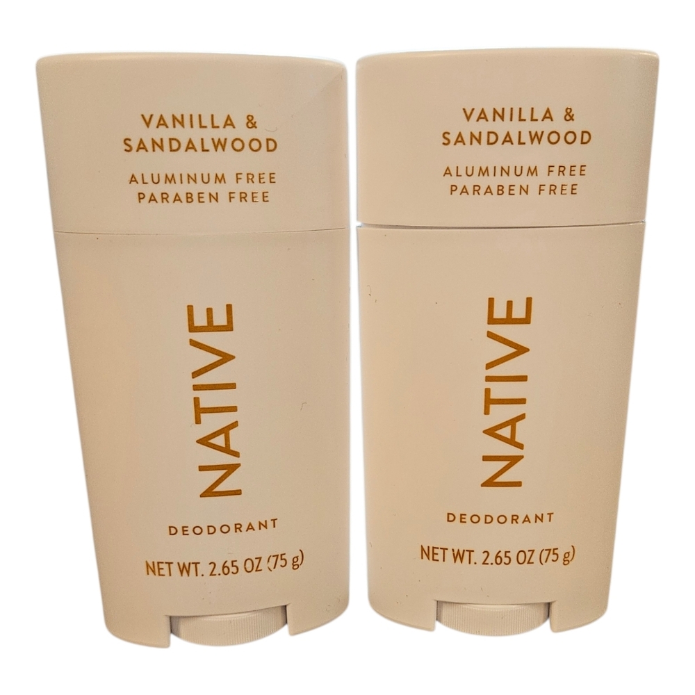 Bundle Two Pack Native Deoderant Sticks 2.65 oz In Vanilla And  Sandalwood Scent